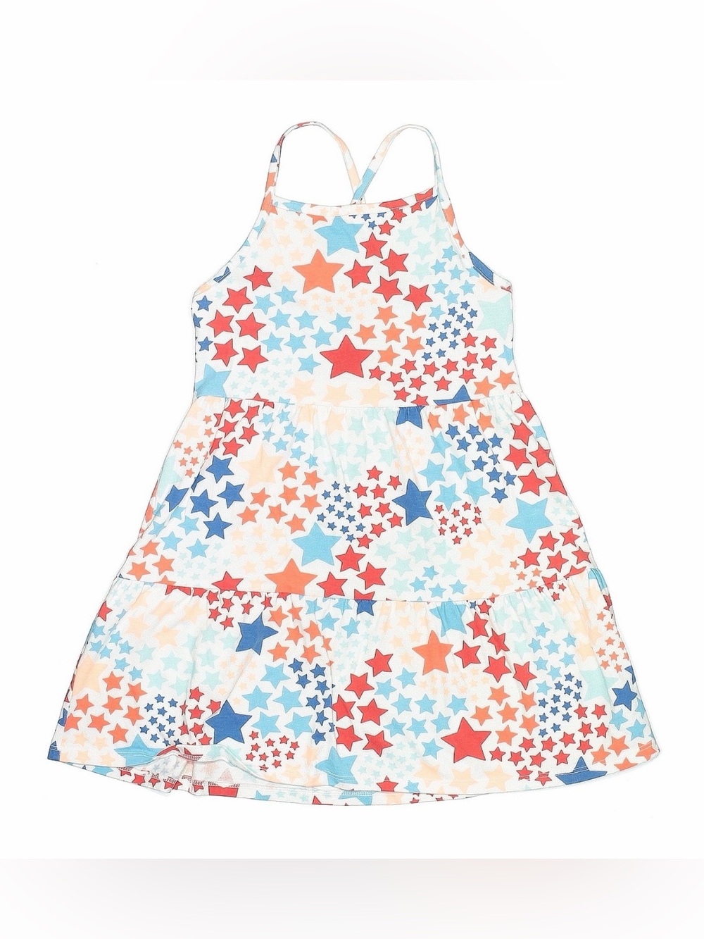 Cat & Jack White Star-Print Sleeveless Nightgown with Red and Blue Stars
